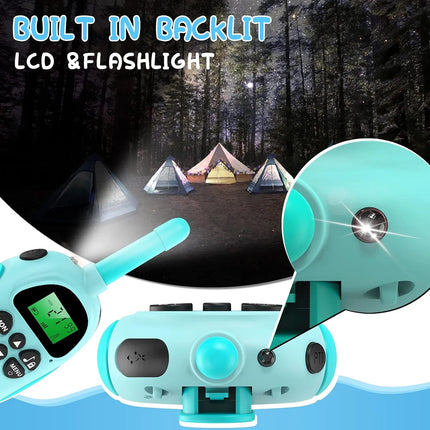 Rechargeable Walkie Talkies for Kids 2 Pack 22 Channels 3KM Range Toys Two Way Radio Children Gifts