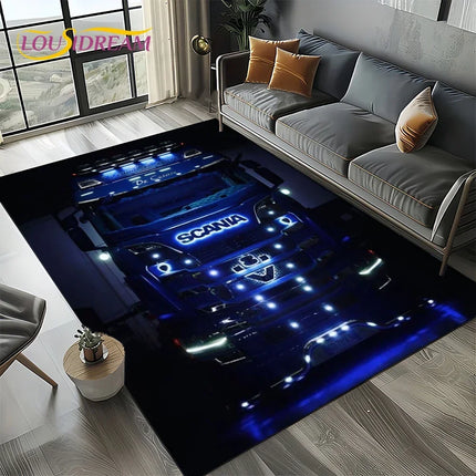 2025 New 3D S-Scania Top Class Truck Lorry Cartoon Rug Carpet for Living Room Bedroom Home Decor, Floor Mat Non-slip Sofa Doormat