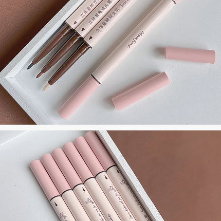 2 In 1 Brown Gel Eyeliner Pencil Ultra-slim Liquid Eye Liner Shadow Pen Smooth High Pigment Silkworm Gel Pen Lasting Eyes Makeup