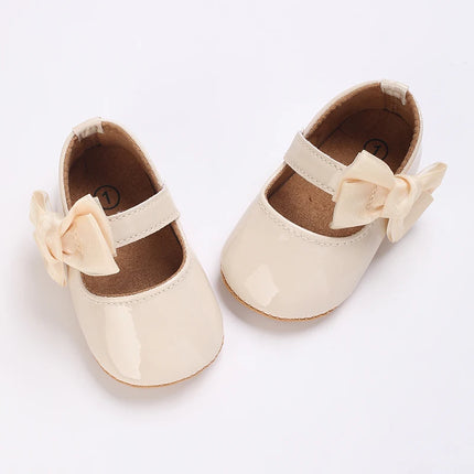 Spring and Autumn Red Comfortable Bow Detail Women's Baby Shoes for Newborns and Girls
