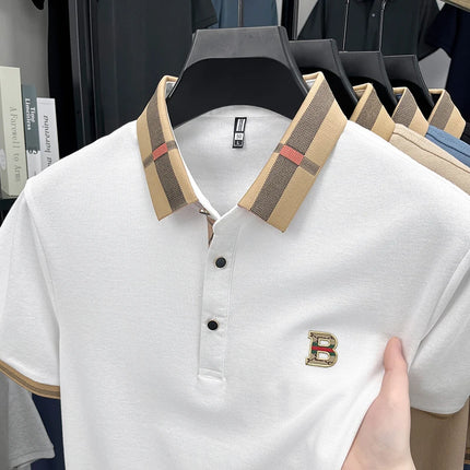 Summer men's golf fashion 2025 short sleeved polo shirt high-end design exquisite ice silk embroidery breathable T-shirt