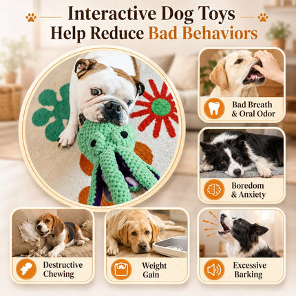 Pet Dog Plush Octopus Toy Interactive Sound Anti-demolition Home Teeth Grinding Large and Small Dog Relieve Boredom Dog Supplies