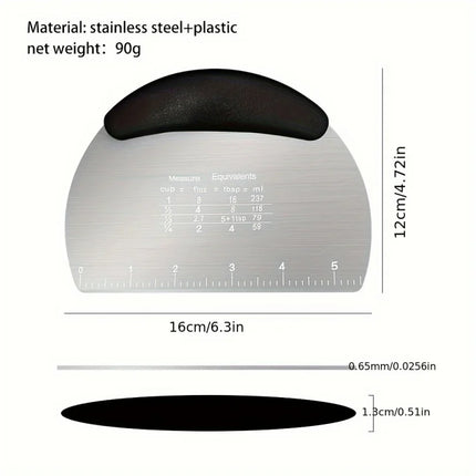 1pc  ，Stainless Steel Dough Scraper: Multi-Use Baking Tool for Pastries & Bread – Holiday-Safe Kitchen Gadget