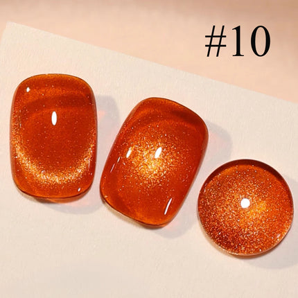 1pcs WS Autumn Winter Nails Amber Gold Brown Glass Bead Cat Eye Gel Nail Polish Glue Set Golden Crystal Stone Cat Eye Brown Nail