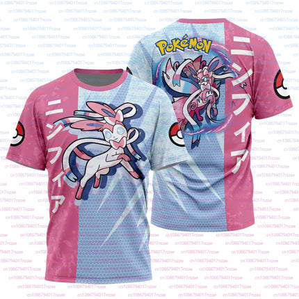 New Super Cute Figure Pokémon Anime 3D Printed Boys T-shirt Summer Men's Snorlax Squirtle Trend Loose Casual Short Sleeved Tops
