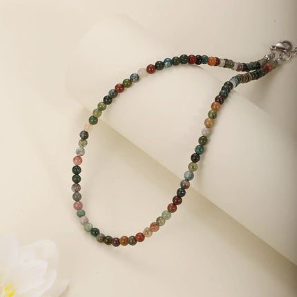 1PC 4mm natural amazonite stone beaded necklace for women ingx tiny pink wintersweet india onyx necklace women beaded jewelry