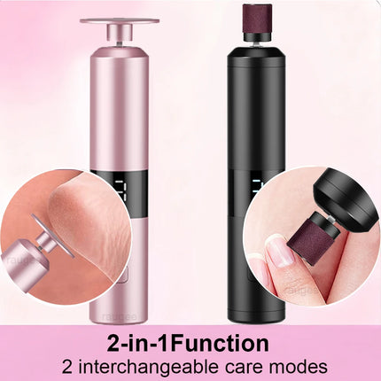 Electric Foot Callu Remover 2 in 1 Rechargeable Foot File Nail Polisher Professional Electric Foot File Remover Feet Dead Skin
