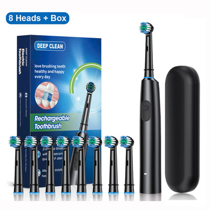 Electric Toothbrush Rotating Deep Clean Whitening Teeth for Adult Ultrasonic Toothbrush with 4/8pcs Refill Replacement Heads