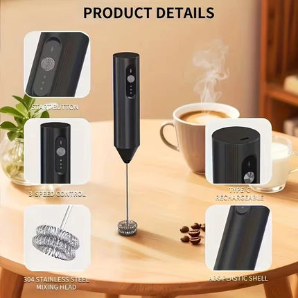 Portable electric milk mixer, handheld mixer, USB mini coffee machine mixer, cappuccino cream mixer, egg beater, food mixer