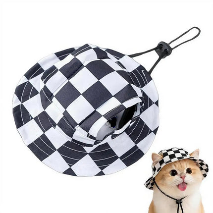 Cute Print Cat Hat for Small Medium Cats Adjustable Pet Cap Breathable Comfortable Sunscreen Hat Beach Activities