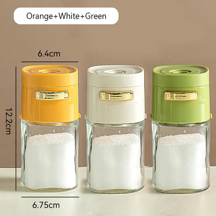 Kitchen Quantitative Salt Bottle Glass Sealed Moisture-Proof Seasoning Jar Outdoor Multi-Purpose Seasoning Box Can Adjustable