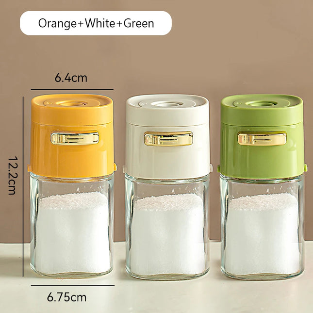 Kitchen Quantitative Salt Bottle Glass Sealed Moisture-Proof Seasoning Jar Outdoor Multi-Purpose Seasoning Box Can Adjustable