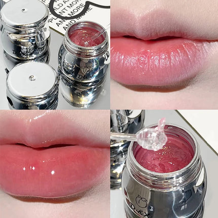 Peach Little Silver Jar Lip Balm Moisturizing Lip Care Jelly Lip Oil Hydrating Lip Primer Lip Gloss