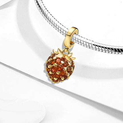 925 Sterling Silver Pink Cake Cherry Pineapple Strawberry Cherry Pendant Charm Ball Suitable for Bracelets DIY Women's Jewelry