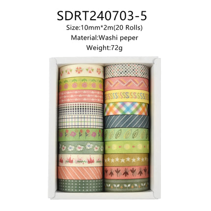 20 Rolls Skinny Washi Tape Scrapbooking School Supplies Basic Slim Decorative Adhesive Tape Stationery Decoration Masking Tape