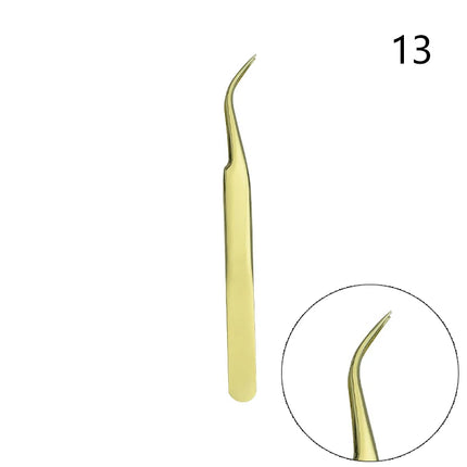 1Pc Stainless Steel Curved Tip Lash Extension Tweezers Anti Slip Straight Tweezers High Precision Nail Art Makeup Beauty Tools