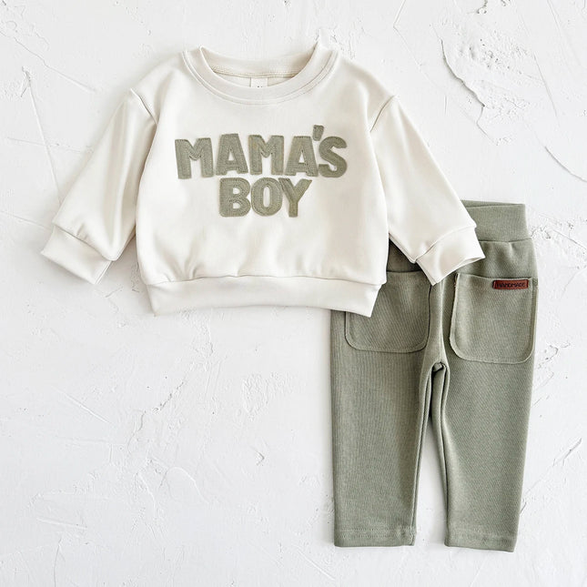 2025 Baby Boy Clothes MAMA'S BOY Sets Fall Baby Girl Infant Outfit Sweatshirt Top Pants 2Pcs Long Sleeve Winter Warm Infant Suit
