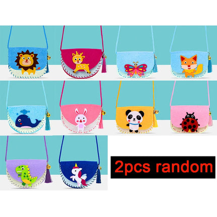 DIY Shoulder Bag Non-woven Fabric Sewing Kits for Kids Handmade Needle Thread Splicing Crossbody Purse Girls Birthday Gifts