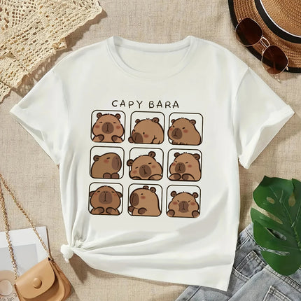 2025 Capybara T-Shirt Kids Children T-Shirt Capybara Cartoons Clothes Kid Girl Boy Capybaras T-Shirt Baby Casual Top Clothes