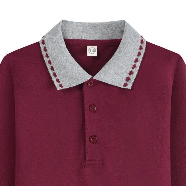 Toddler Boys Polo Shirts Fashion Color Blocking Long Sleeve Tops Children School Uniform Kids Clothes Teen Boys Girls T-Shirts