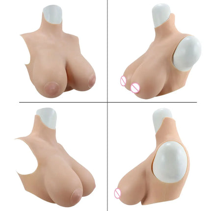 Cosplay Chest Silicone Breast Forms Huge Fake Boobs and Fake Vaginal Pants Set Sexy Buttocks 1.2cm Hip Enhancer Pant
