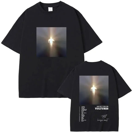 Rapper Kanye West New Music Album Vultures Graphic T-Shirts Men Women Hip Hop Street Fashion Oversized Tees Pure Cotton Tops