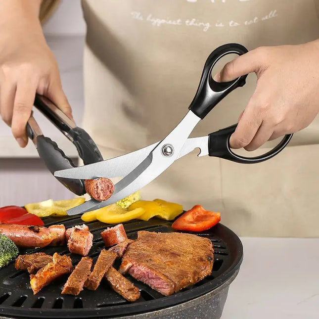 Stainless Steel Grill Shear Multifunctional Barbecue Scissors Food Vegetable Meat Scissor Kitchen Gadget Peferct for BBQ Camping