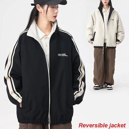 New Jacket Two-sided Long Sleeve Outdoor Men Coats Women Reversible Windproof Coats Splashproof Double-Sided Jackets Couple Top