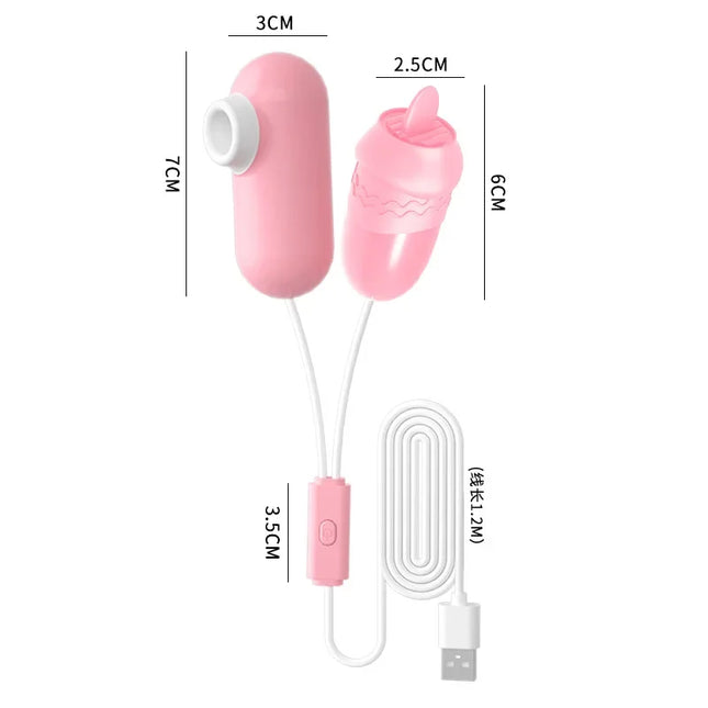 USB Charge Double Jump Egg Tits Licking Sucking Vibrator Clitoris Stimulate Female Vagina Masturbation Sex Toys for Women Adults