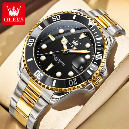 OLEVS Luxury Sport Man Watch Military Waterproof Luminous Date Week Men Watch Stainless Steel Quartz Men's Watches Male Clock