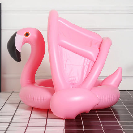 1PC Flamingo-shaped Baby Swim Ring with Sunshade, Removable and Adjustable Sunshade, Inflatable Baby Swim Ring with Back Support