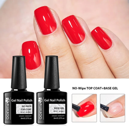MSRUIOO 8ml Base No-wipe Matte Top Coat Gel Nail Polish Long-Lasting Soak Off UV Gel Nail Supplies Manicure Nail Art Vernis