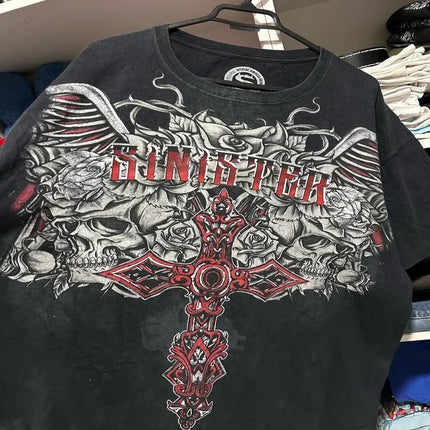 Affliction Long sleeved T shirt Y2K Vintage Round Neck Oversized T shirt New  Mens Womens Casual Gothic Clothing Tops Streetwear