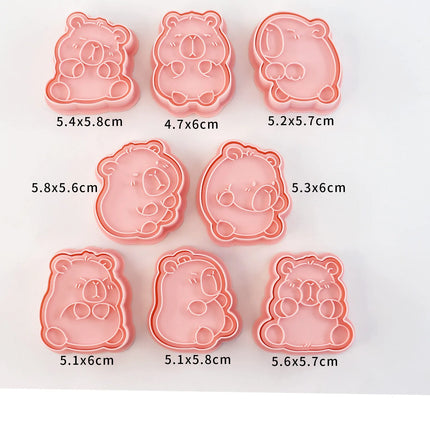 8 PCS Capybara Cookie Cutters Aniaml Embossing Cutters for Baking DIY Baking Tools(8-Capybara B)