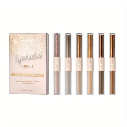 6pcs Liquid Eyeshadow Set,Pearly Glitter Matte Double Ended Eyeshadow,Pearly And Matte Finish,Smooth Delicate Texture Eyeshadow