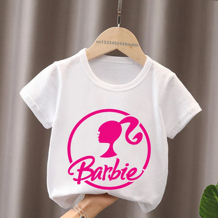 Hot Sale Barbie Princess Print Cartoon Kids T-Shirts Kawaii Girls Clothes Baby Boys Short Sleeve T shirt Summer Children Tops