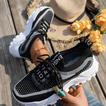 Women's Slip-On Breathable Fly Knit Mesh Shoes Thin Summer Casual Sneakers Low Heel Rubber Outsole Comfortable All Seasons