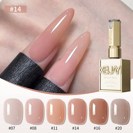6Pcs 15ml Ice Nude Peelable Polish, UV/LED - set, Formaldehyde - free Oval, Glossy. Good for Salon & DIY Gel Set