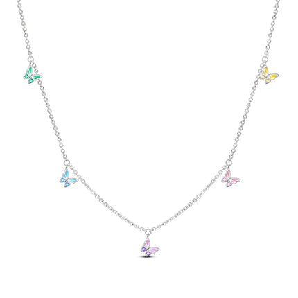 925 Sterling Silver Necklace Dreamcatcher Painting Plate Butterfly Necklace Fit Original Charms Fine Jewelry DIY Women Fashion