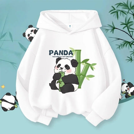 Cute Panda Playing Print Children's Sweatshirt Autumn Boys and Girls Casual Fashion Warm Hooded Pullover