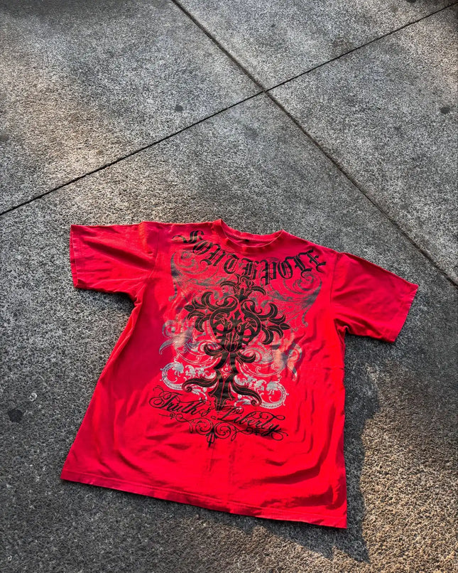 South pole High Street men Short Sleeve Y2K Graphic Print Oversized T Shirt Harajuku Gothic Round Neck Cotton Short Sleeve Tops