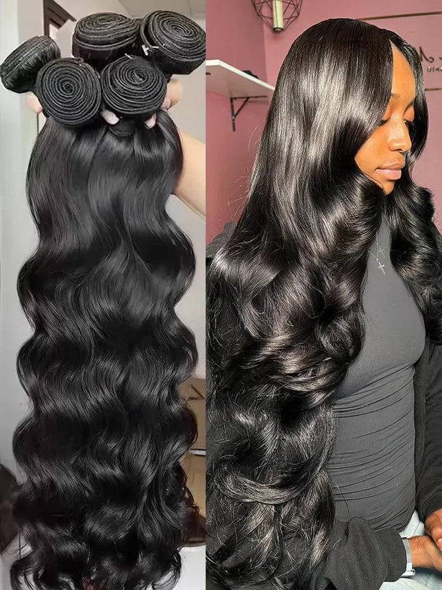 40 Inch Body Wave Human Hair Brazilian Burmese Raw Extensions Loose Water Weave 3 4 Bundles Virgin Natural Black Crochet Tissage