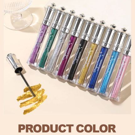 Purple Gold Diamond Mascara Shining Sequins Sweat Proof Glitter Eyelashes Quick Dry Lasting Curling Thick Mascara Shimmer Makeup
