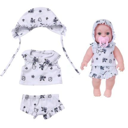 For 12 Inch 30cm Baby Reborn Dolls Outfits Clothing Carry Cot Cartoon Bear Winter Pajamas Jumpsuit Plush Clothes Accessories