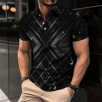 Mecha 3D Printed Short Sleeve Polo Shirts For Men Clothes Cool Tech Style Short Sleeve Fashion Techwear Sports Muscle POLO Shirt