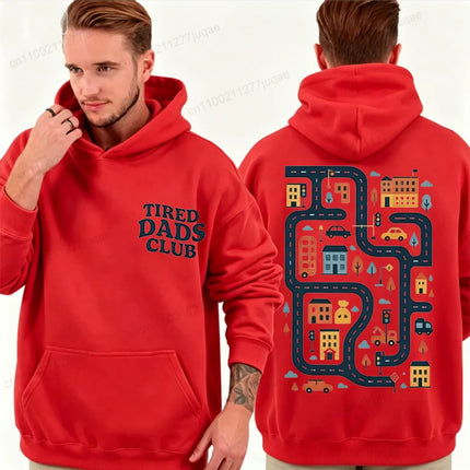 Tired Dads Club Men Hoodies Sweatshirts Creative Graphic Fashion Tracksuits Sweatshirts Vintage Sportwear Daddy Tops Gifts