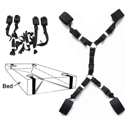 Bdsm Bondage Set 18 Adult Sexy Erotic Accessories Adjustable Bandage Handcuffs And Footcuffs Bed Sex For Woman Couples Toys