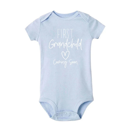 First Grandchild Coming Soon Announcement Newborn Baby Bodysuits Funny Boy Girl Short Sleeve Jumpsuit Gift for New Grandparents