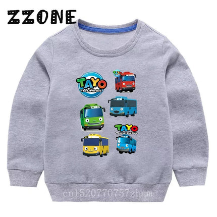 Hot Sale Kids Sweatshirts Tayo the Little Bus Print Cartoon Children Hoodies Funny Baby Pullover Outwear Tops Girls Boys Clothes
