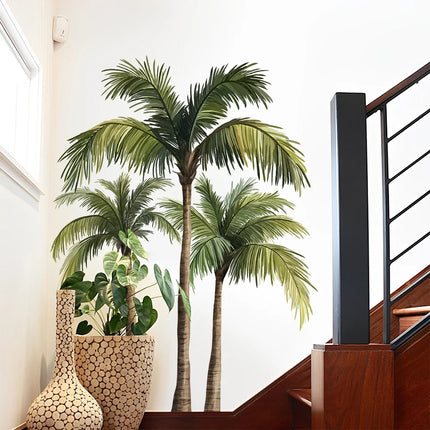 Coconut Tree Wall Stickers For Living Room Natural Bedroom Wardrobe Skirting Wall Decoration Self-adhesive Decor Sticker